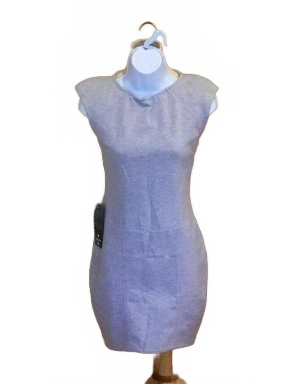 BNWT Vtg Y2K Bebe & Kardashians Heather Grey Cap Sleeve Silhouette Dress Sz L